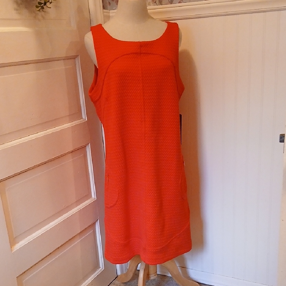 Sharagano Sleeveless Textured Red Dress